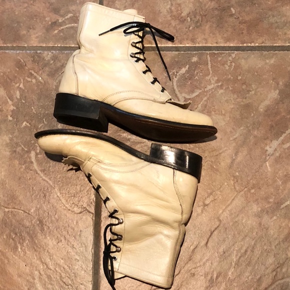 Vintage Laredo Lace up Granny Leather Boots Sz 6 - Picture 3 of 8